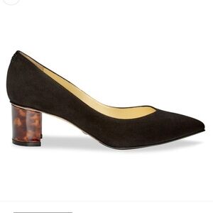 Sarah Flint Perfect Emma Pumps in Black Suede and Tortoiseshell Block Heels 36.5